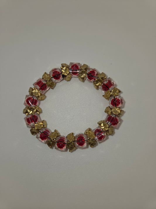 Crimson Bloom Halo Bracelet