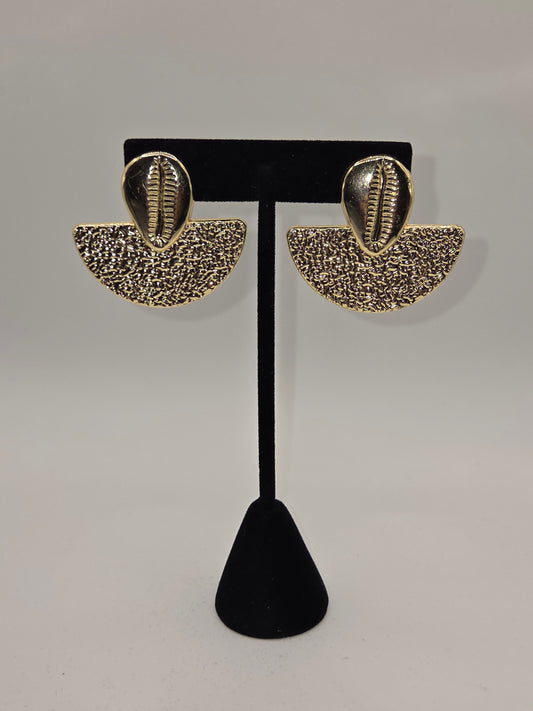 Cowrie Shell Fan Statement Earring