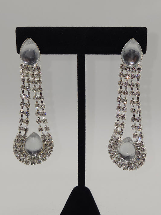 Silver Teardrop Chandelier Drop Earrings