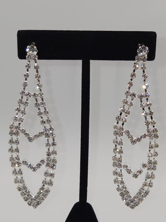 Silver Chevron Grand Chandelier Earrings