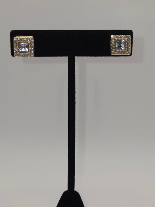 Royal Square Halo Studs Earrings
