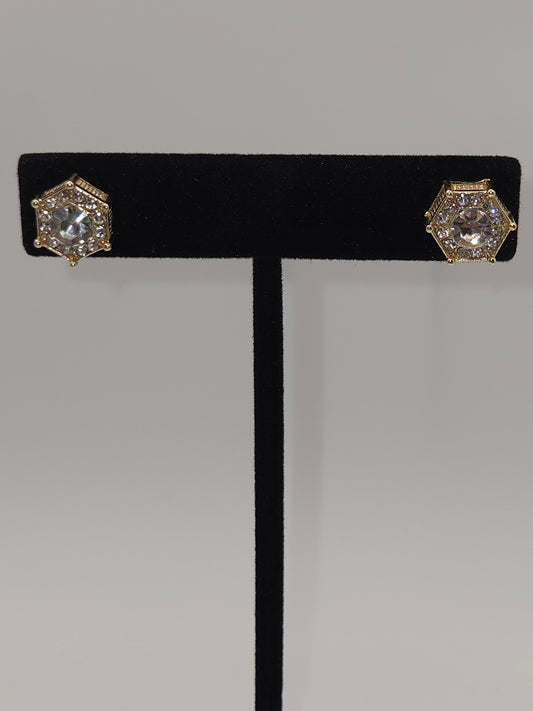Majestic Hexagon Halo Studs Earrings