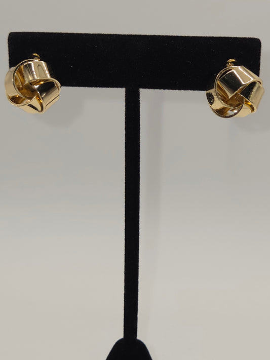 Golden Twist Knot Stud Earrings