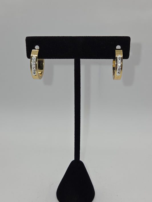 Golden Crystal Hoop Earrings