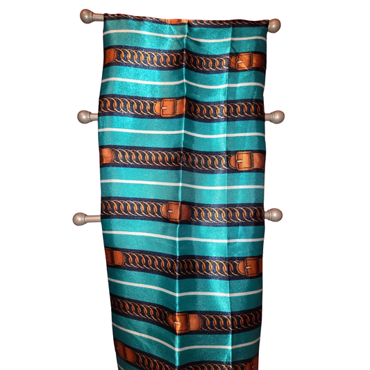 Striped fabric with brown and white patterns on a white background