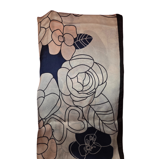 Floral patterned fabric with roses on a beige background
